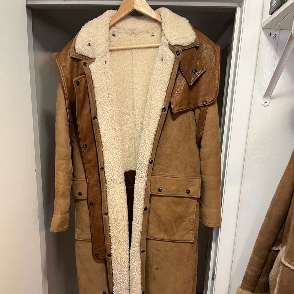 Vintage Full length overland Suede sheepskin coat